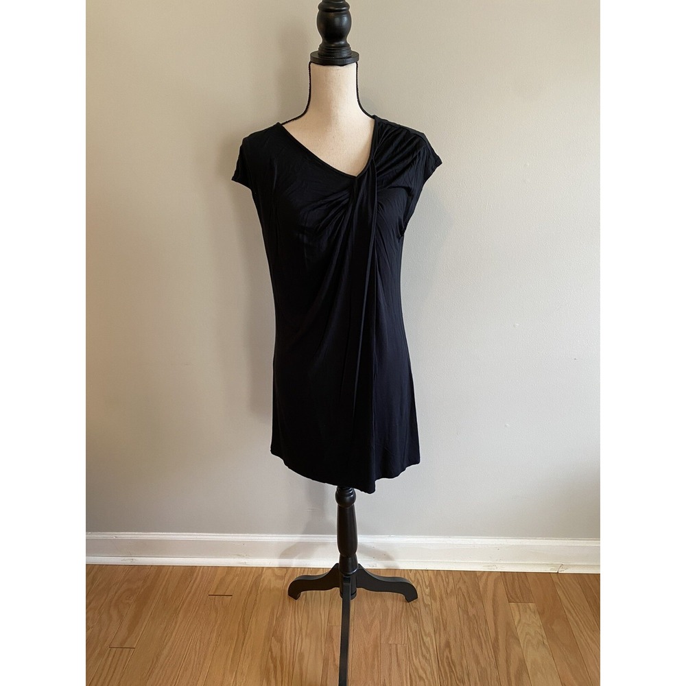 Soma Soft Jersey Asymmetrical Straight Tunic Long Top Shirt Black Womens Medium